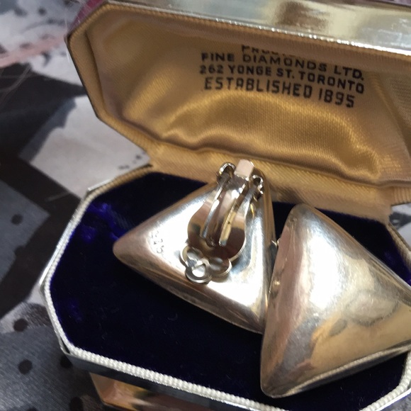 Vintage sterling silver 925 1980s Modernist chunky earrings Mexico - Picture 4 of 4